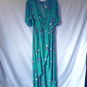 Express green high low maxi green floral dress